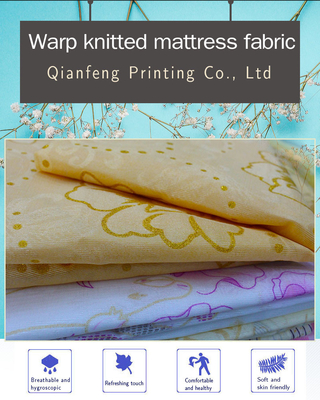 Dệt 100 Polyester Nệm Quilting Vải Warp Dệt kim mạ vàng In hoa văn