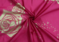 100% polyester sợi dọc dệt kim in bột vàng hoa hồng lớn vải nệm