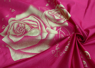 100% polyester sợi dọc dệt kim in bột vàng hoa hồng lớn vải nệm