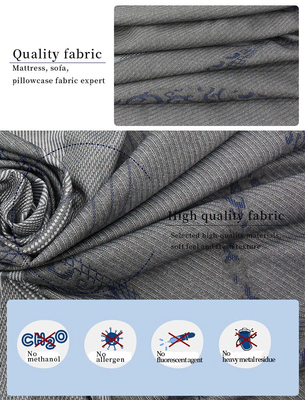 Nệm 260gsm Quilting Vải Linen Xám Polyester Dệt kim Jacquard Vải bảo vệ