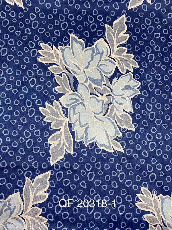 Vải dệt kim hoa mai chống cháy 75gsm Màu xanh lam co giãn